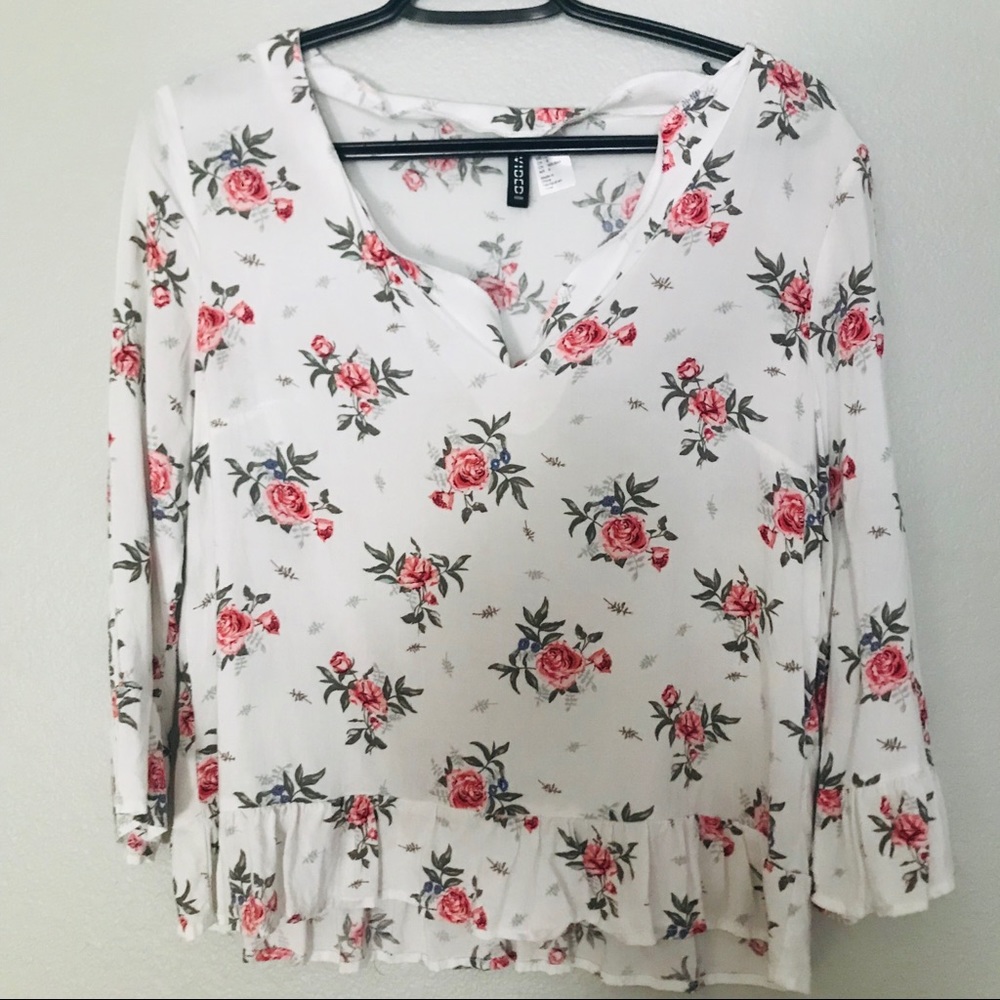 Spring top; H&M flower long sleeve shirt